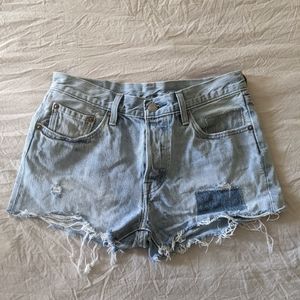 Levi's Light Blue Distressed Denim Jean Shorts